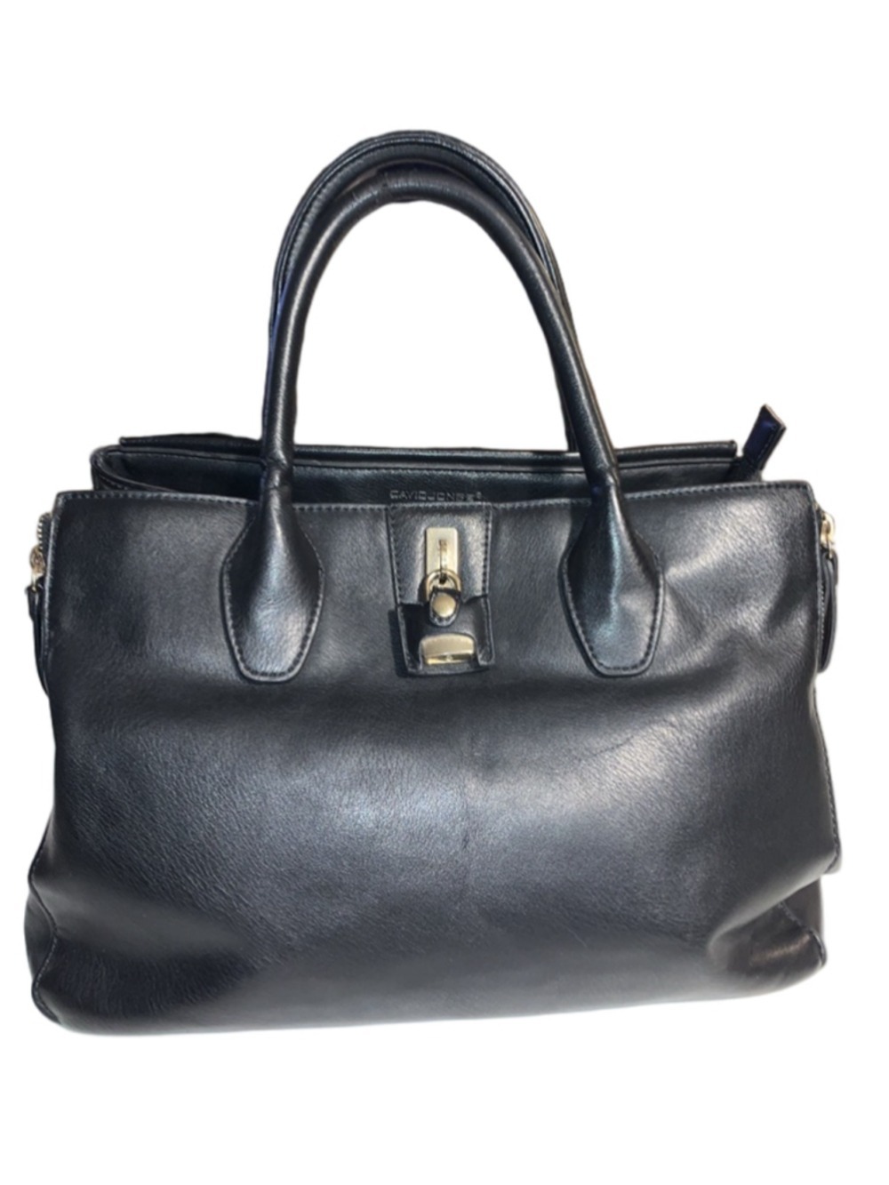 Women's DAVID JONES Black Satchel Bag with Red Interior, One Size